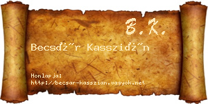 Becsár Kasszián névjegykártya
